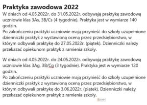 Read more about the article Praktyka zawodowa 2022