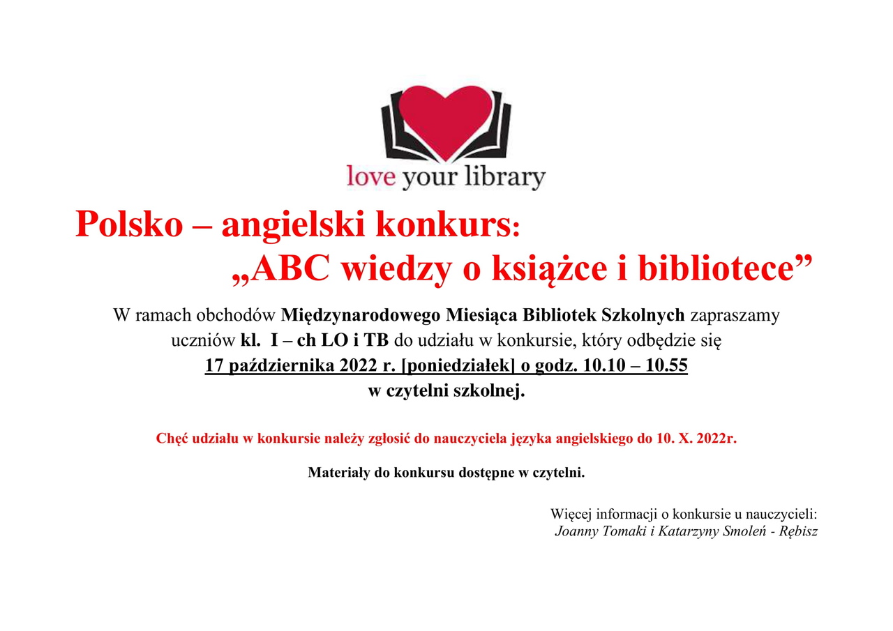 Read more about the article Polsko-angielski konkurs: „ABC wiedzy o książce i bibliotece”