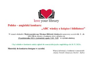 Read more about the article Polsko – angielski konkurs: „ABC wiedzy o książce i bibliotece”