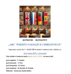 Read more about the article KONKURS    JĘZYKOWY „ABC  WIEDZY O KSIĄŻCE I BIBLIOTECE” 